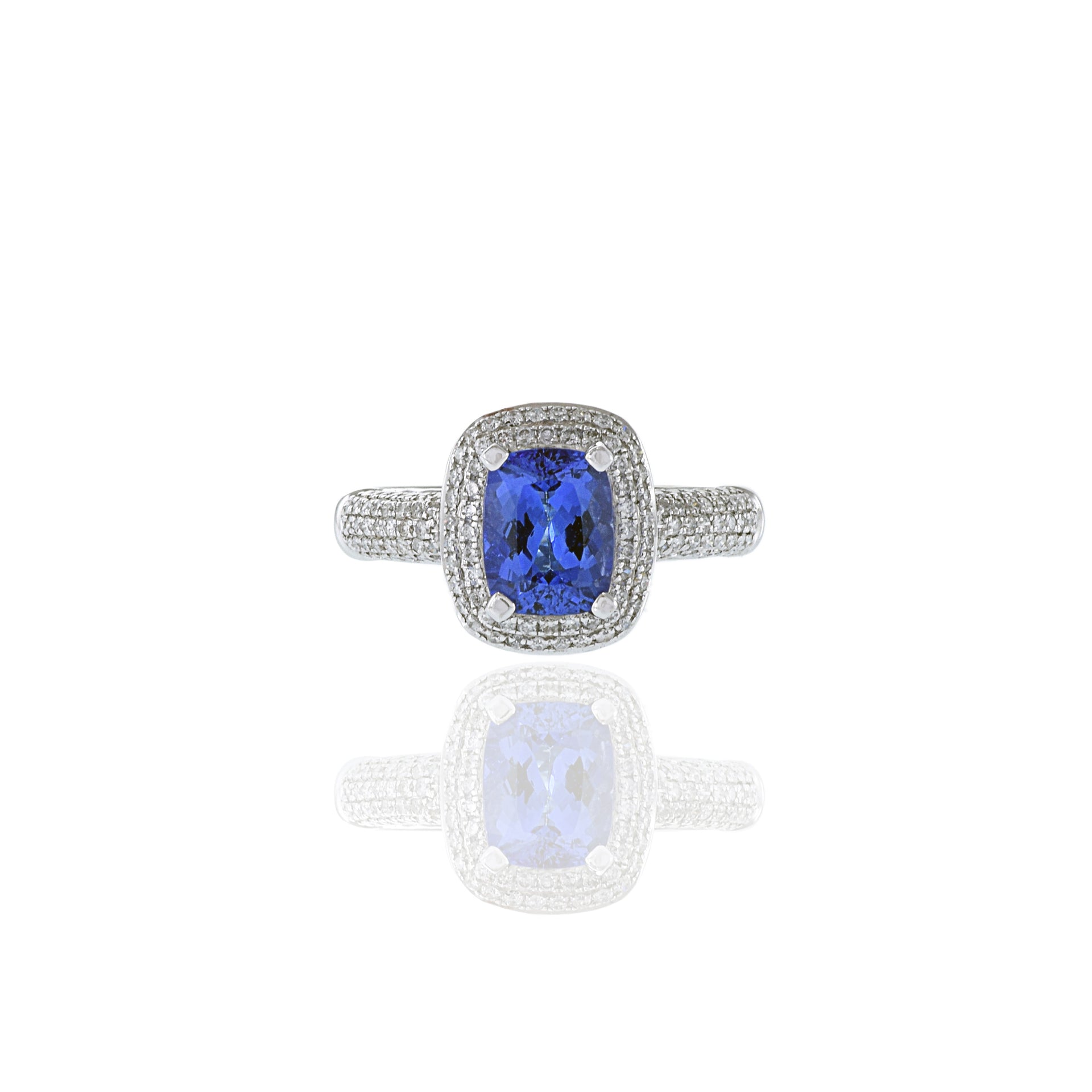 14KT White Gold Tanzanite And Diamond Ring