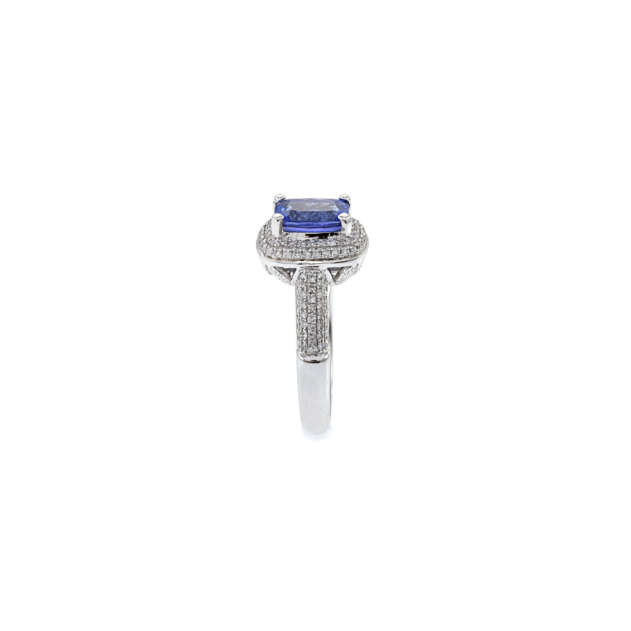 14KT White Gold Tanzanite And Diamond Ring