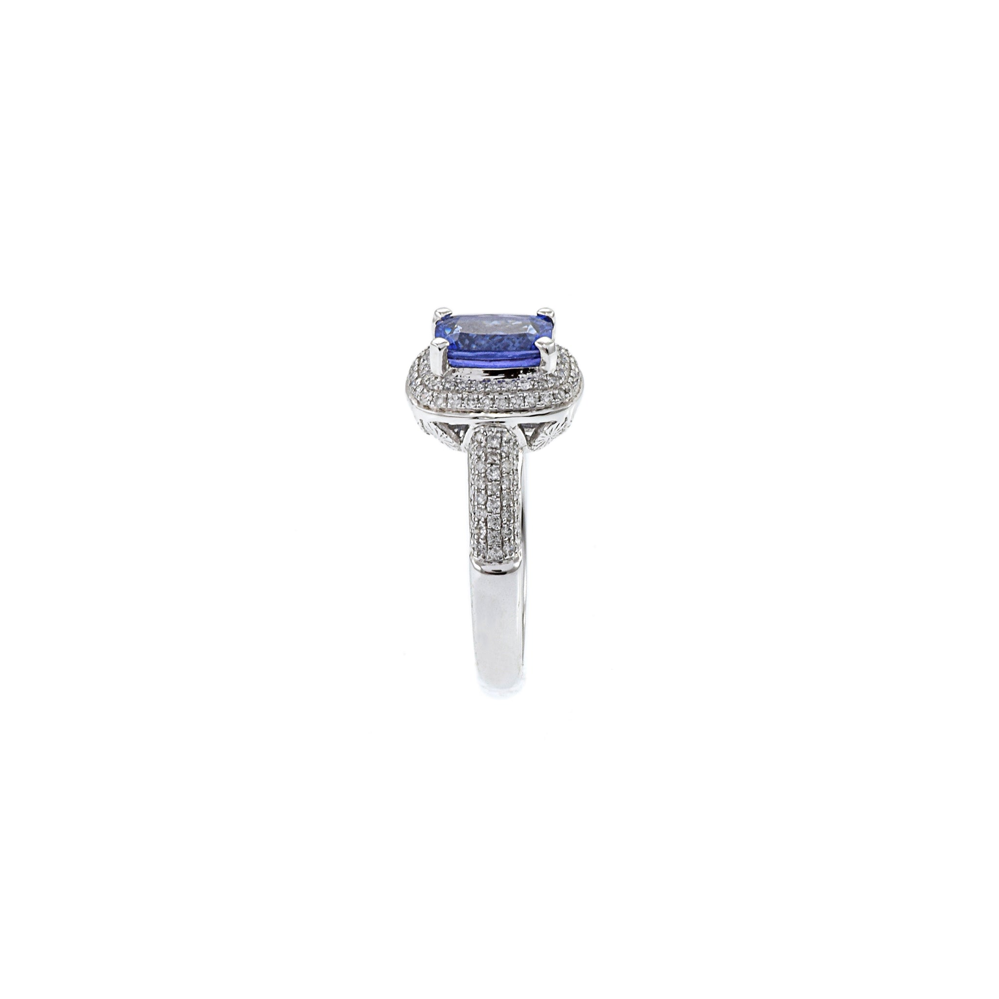 14KT White Gold Tanzanite And Diamond Ring