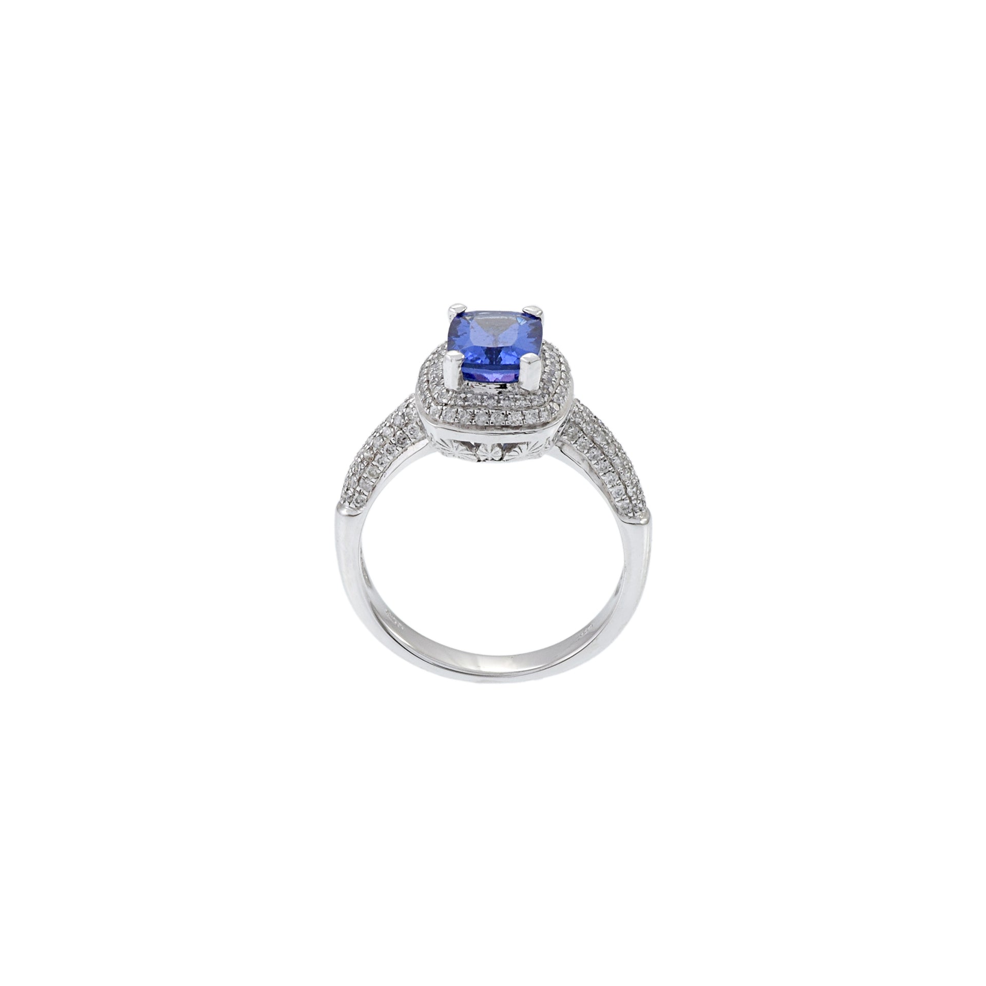 14KT White Gold Tanzanite And Diamond Ring