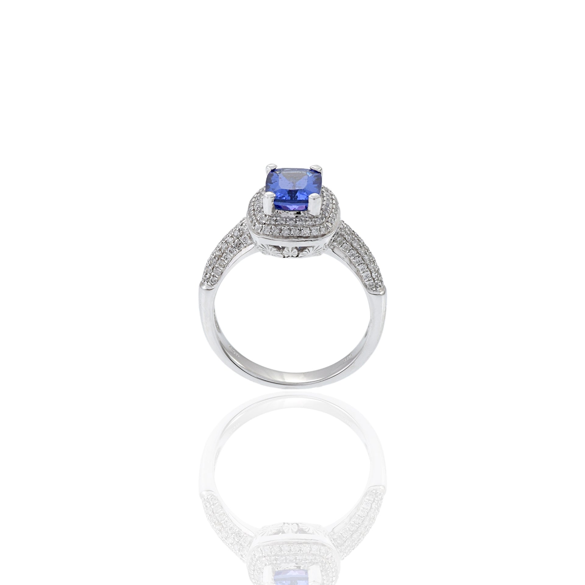 14KT White Gold Tanzanite And Diamond Ring