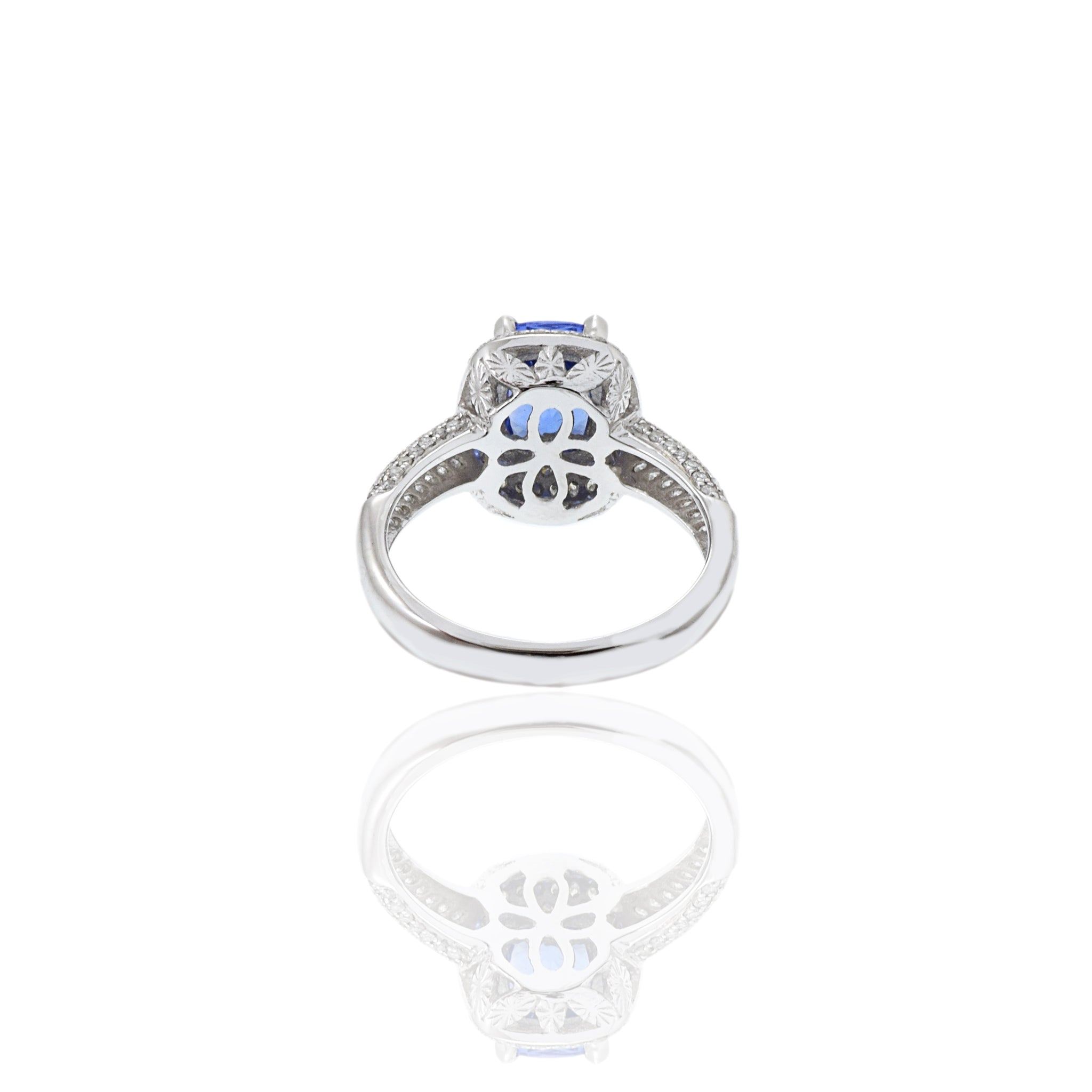 14KT White Gold Tanzanite And Diamond Ring