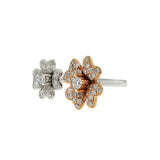 14KT White and Rose Gold Double Flower Diamond Ring