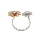 14KT White and Rose Gold Double Flower Diamond Ring