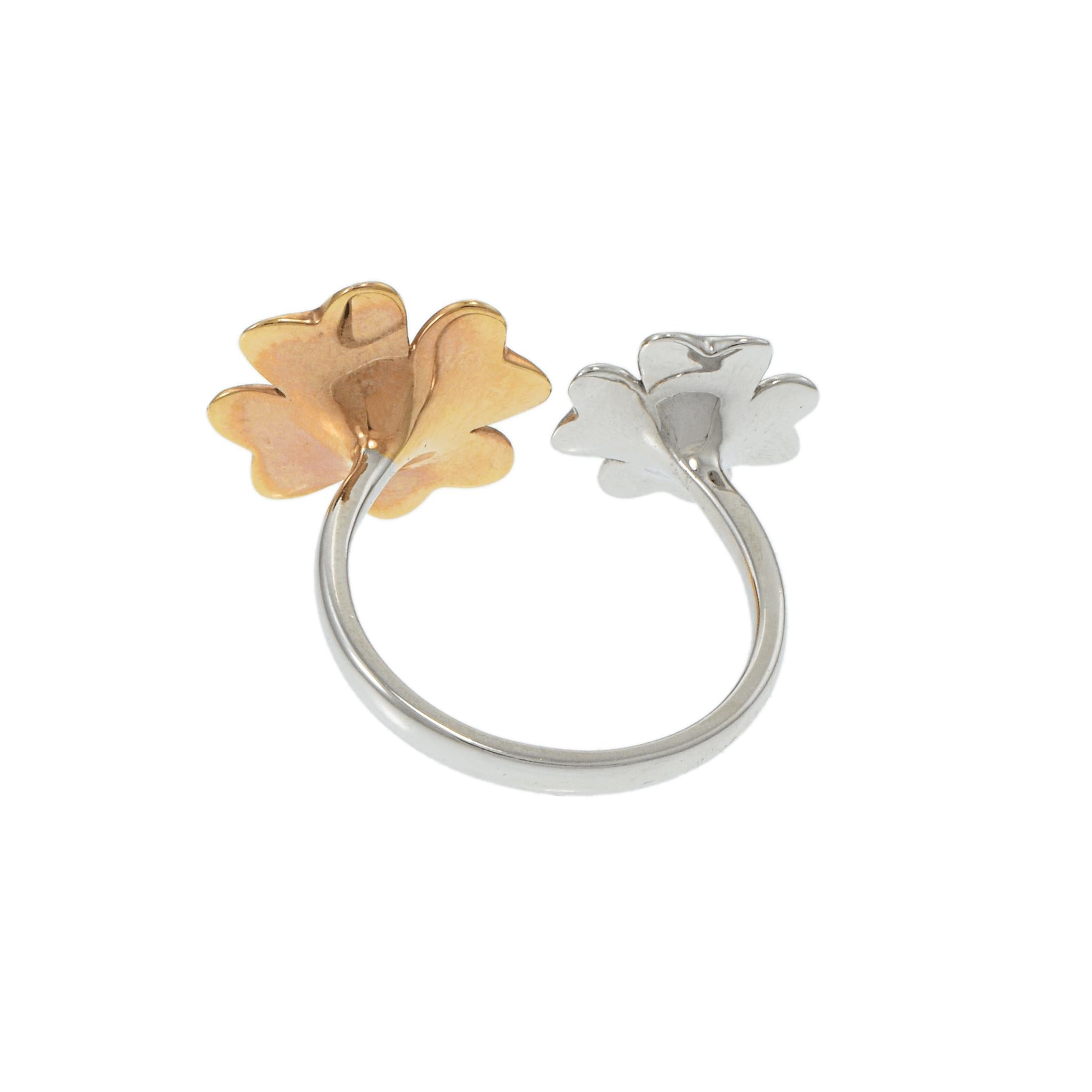 14KT White and Rose Gold Double Flower Diamond Ring