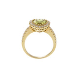 14KT Yellow Gold Heart Shaped Peridot and Diamond Ring