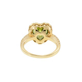 14KT Yellow Gold Heart Shaped Peridot and Diamond Ring