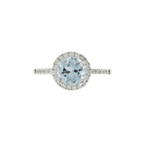 14KT White Gold Aquamarine and Diamond Ring