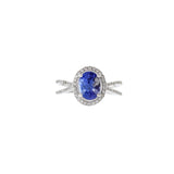 14KT White Gold Oval Cut Tanzanite And Diamond Ring