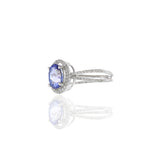 14KT White Gold Oval Cut Tanzanite And Diamond Ring