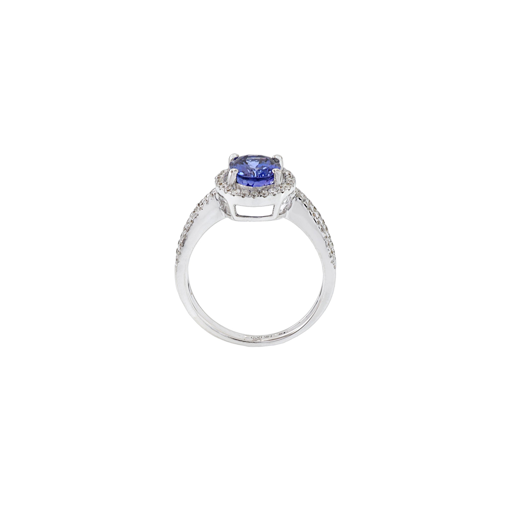 14KT White Gold Oval Cut Tanzanite And Diamond Ring