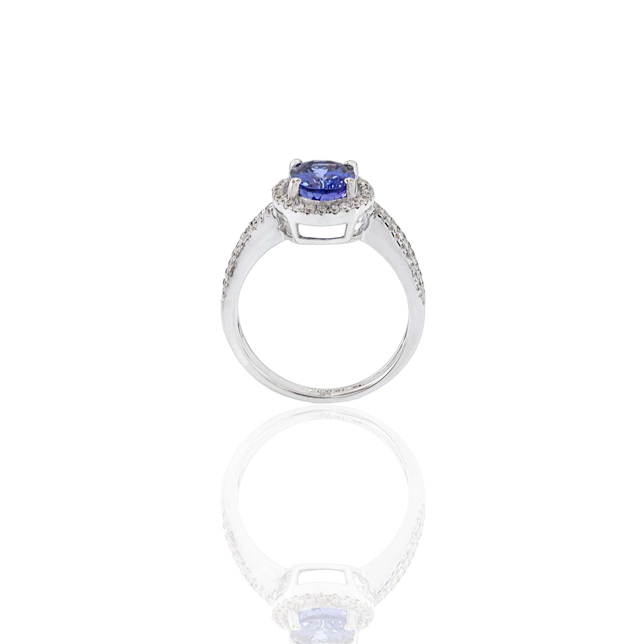 14KT White Gold Oval Cut Tanzanite And Diamond Ring