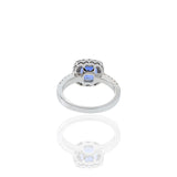 14KT White Gold Cushion Tanzanite And Diamond Ring