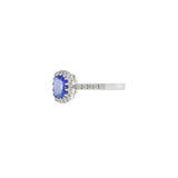 14KT White Gold Cushion Tanzanite And Diamond Ring