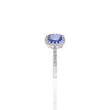 14KT White Gold Cushion Tanzanite And Diamond Ring