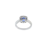 14KT White Gold Cushion Tanzanite And Diamond Ring