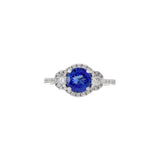 14KT White Gold Brilliant Round Tanzanite And Diamond Ring