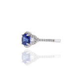 14KT White Gold Brilliant Round Tanzanite And Diamond Ring