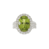 14KT White Gold Peridot and Diamond Ring