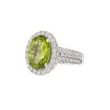 14KT White Gold Peridot and Diamond Ring