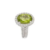 14KT White Gold Peridot and Diamond Ring