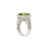 14KT White Gold Peridot and Diamond Ring