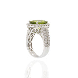 14KT White Gold Peridot and Diamond Ring