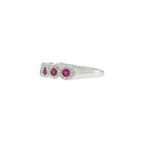 14KT White Gold Round Cut Diamond and Ruby Ring