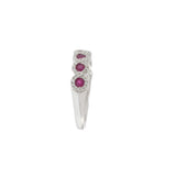 14KT White Gold Round Cut Diamond and Ruby Ring