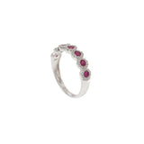 14KT White Gold Round Cut Diamond and Ruby Ring