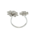 14KT White Gold Double Flower Diamond Ring