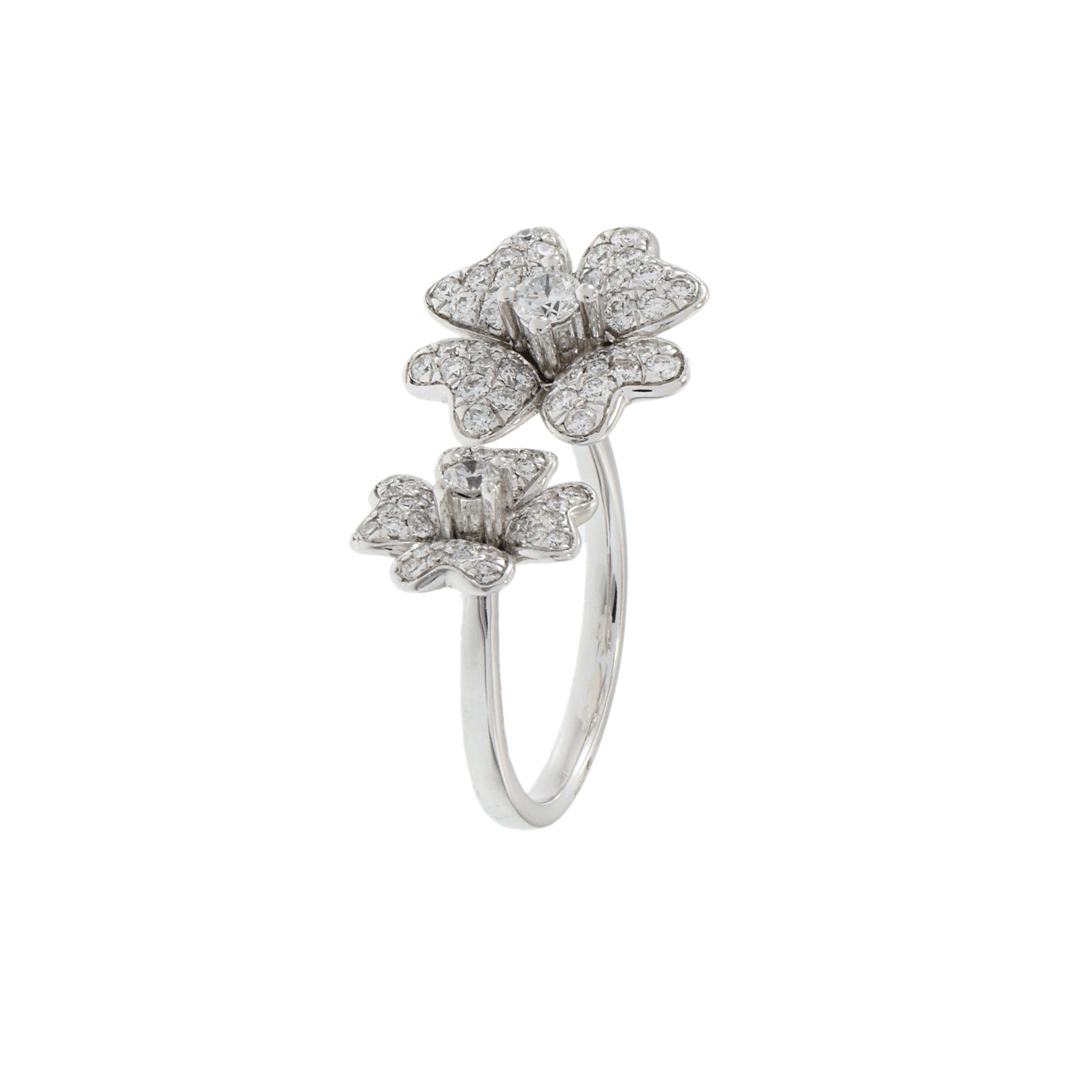 14KT White Gold Double Flower Diamond Ring