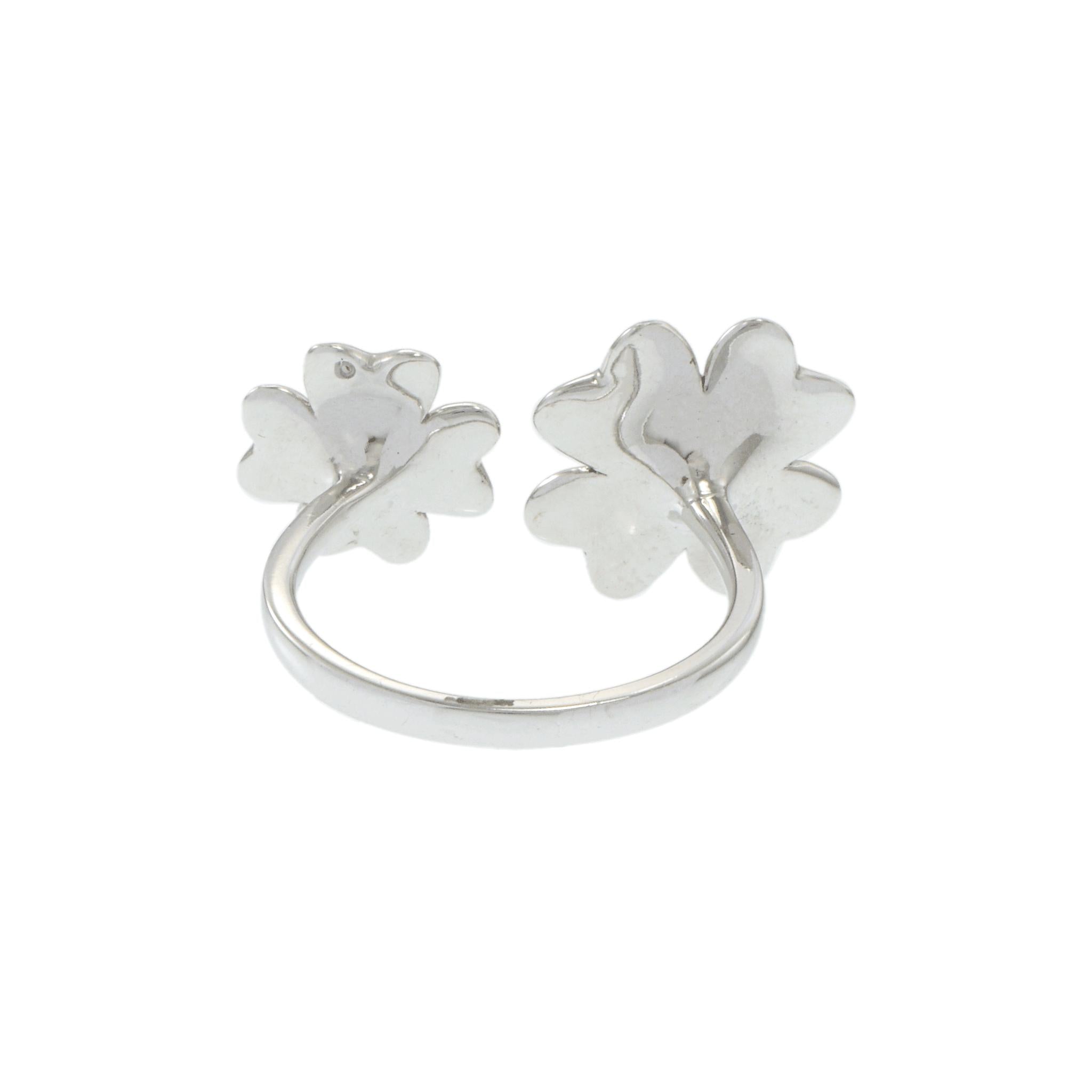 14KT White Gold Double Flower Diamond Ring