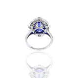 14KT White Gold Oval Cabochon Tanzanite And Diamond Ring