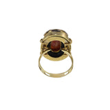 Estate Art Deco 14KT Two Tone Gold Black Onyx Red Coral And Diamond Ring