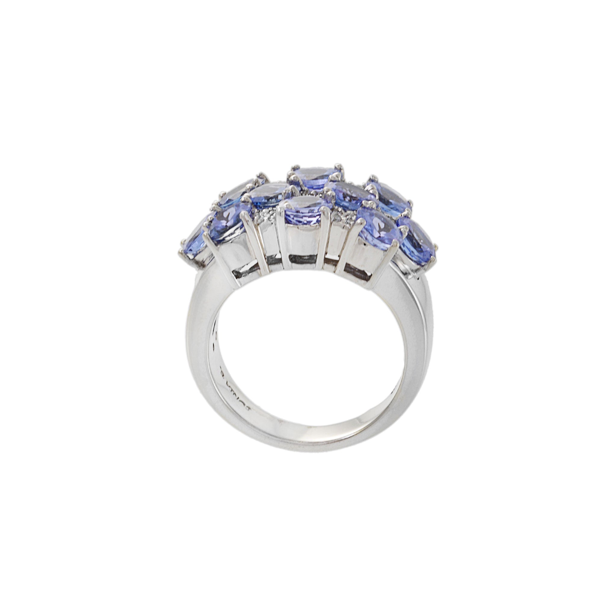 Estate 14KT White Gold Tanzanite And Diamond Cluster Ring