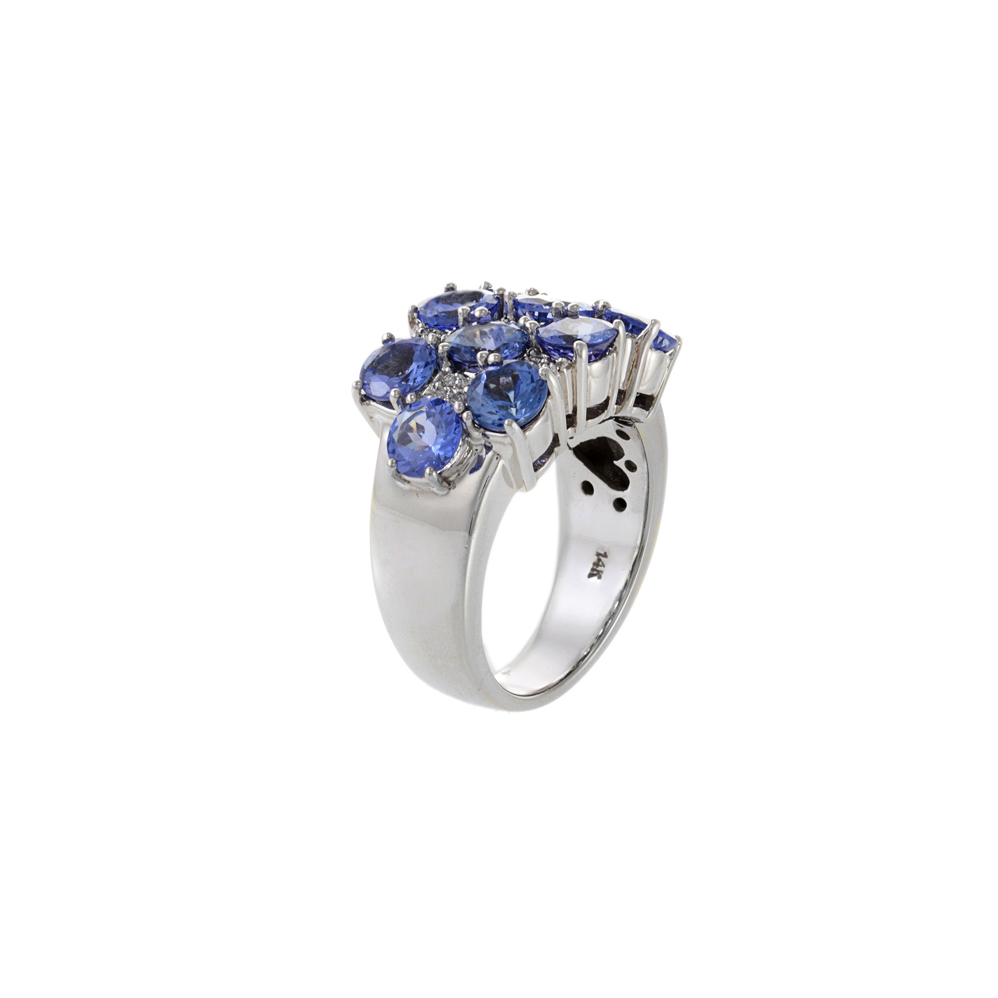 Estate 14KT White Gold Tanzanite And Diamond Cluster Ring