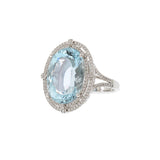 14KT White Gold Aquamarine and Diamond Cocktail Ring