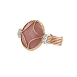 Vintage 14KT Italian Rose Gold Coral and Diamond Star Ring With Mesh Shank