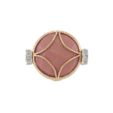 Vintage 14KT Italian Rose Gold Coral and Diamond Star Ring With Mesh Shank