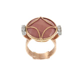 Vintage 14KT Italian Rose Gold Coral and Diamond Star Ring With Mesh Shank