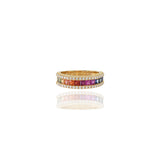 14KT Yellow Gold Multi Colored Sapphire And Diamond Band