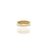 14KT Yellow Gold Multi Colored Sapphire And Diamond Band