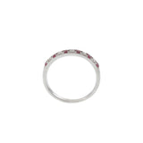 14KT White Gold Ruby and Diamond Half-Eternity Band