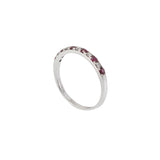 14KT White Gold Ruby and Diamond Half-Eternity Band
