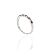 14KT White Gold Ruby and Diamond Half-Eternity Band