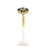 14KT Yellow Gold Blue Sapphire And Diamond Flower Ring