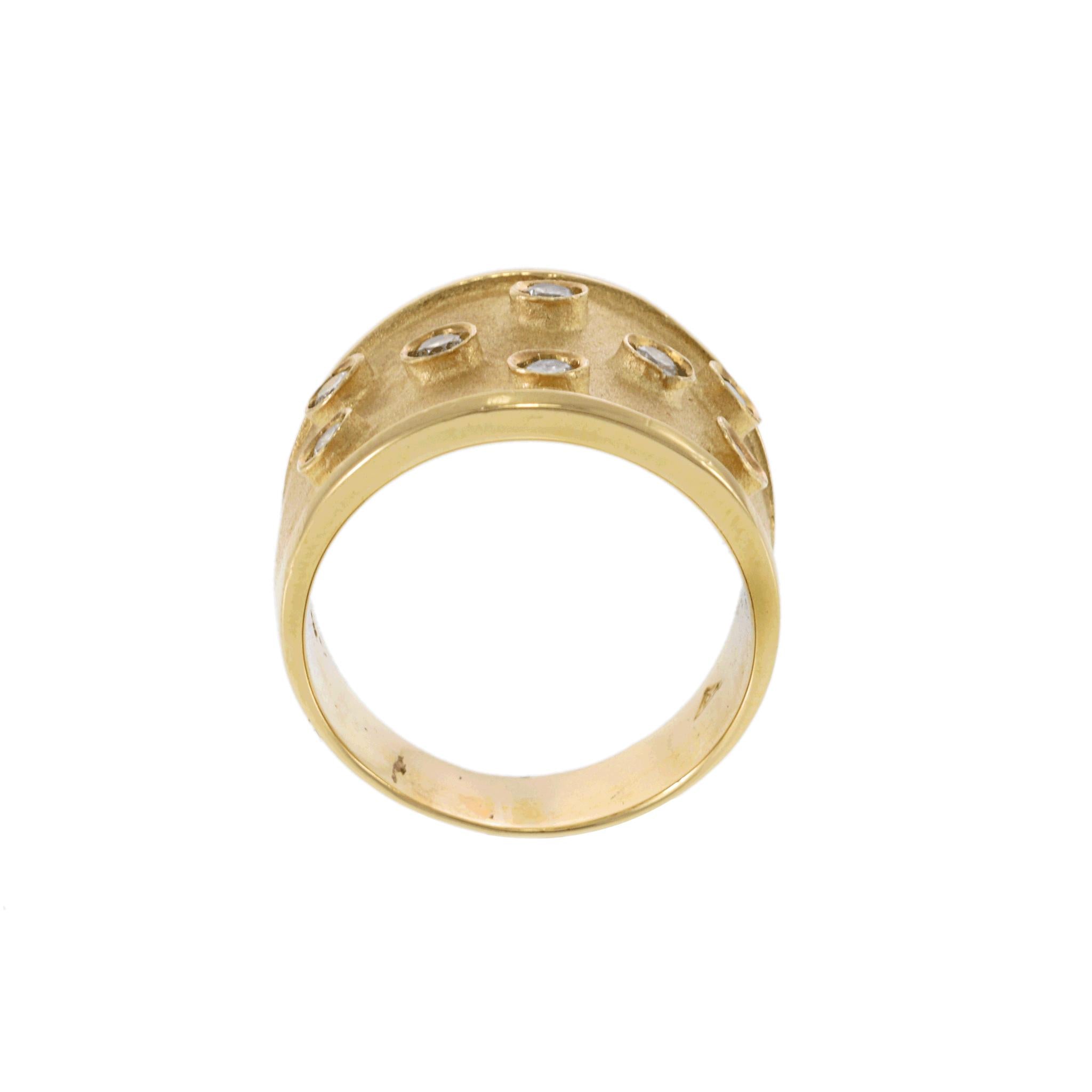 Vintage 1970s 14KT Yellow Gold Diamond Cigar Band