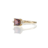 14KT Yellow Gold Square Garnet and Diamond Ring