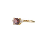 14KT Yellow Gold Square Garnet and Diamond Ring